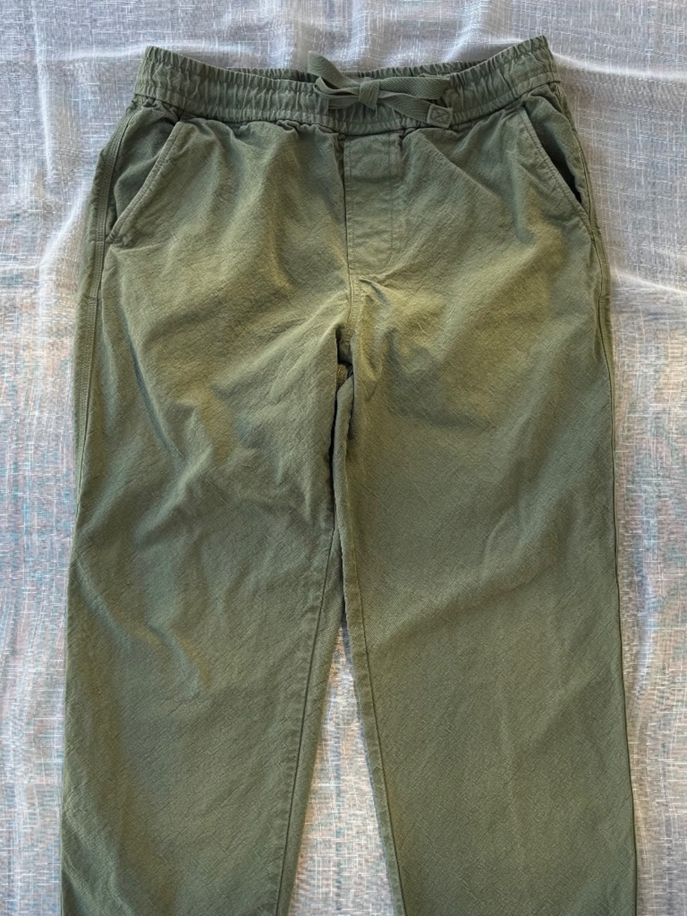 Everlane Organic Cotton Pull-On Pants – Olive – Large – Unisex Drawstring